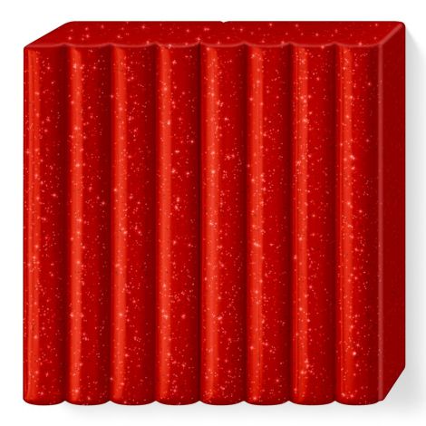 Kostka FIMO effect 57g, czerwony brokatowy, masa termoutwardzalna - 2