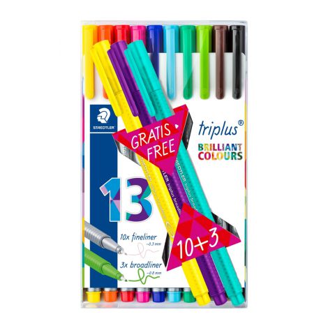 Cienkopisy Staedtler Triplus, trójkątne, 0.3 mm, 13 kolorów