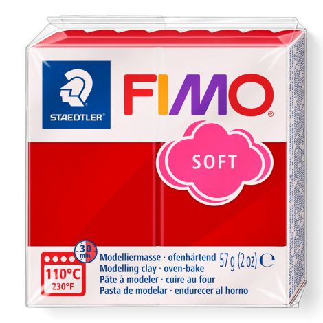 Kostka FIMO soft 57g, czerwień świąteczna, masa termoutwardzalna