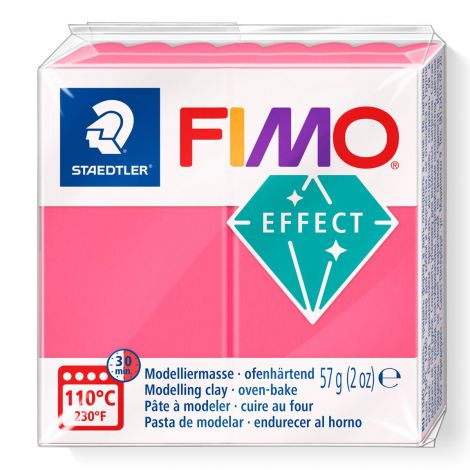 Kostka FIMO effect 57g, czerwony przeźroczysty, masa termoutwardzalna