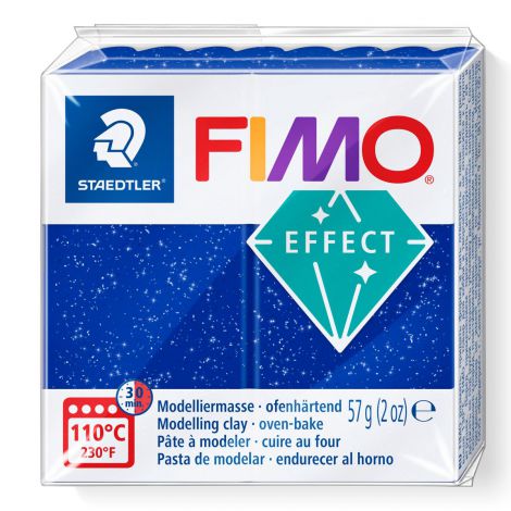 Kostka FIMO effect 57g, niebieski brokatowy, masa termoutwardzalna