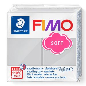 Kostka FIMO soft 57g, jasno szary, masa termoutwardzalna