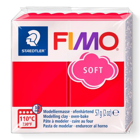 Kostka FIMO soft 57g, czerwony, masa termoutwardzalna