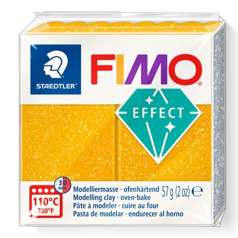 Kostka FIMO effect 57g, złoty brokatowy, masa termoutwardzalna