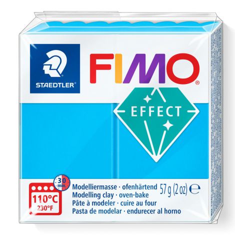 Kostka FIMO effect 57g, błękitny przeźroczysty, masa termoutwardzalna