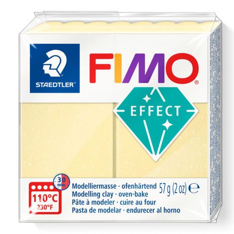 Kostka FIMO effect 57g, cytrynowy,  transp-perłowy, masa termoutwardzalna