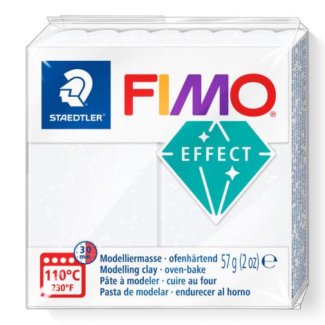 Kostka FIMO effect 57g, biały brokatowy, masa termoutwardzalna