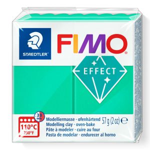 Kostka FIMO effect 57g, zielony przeźroczysty, masa termoutwardzalna