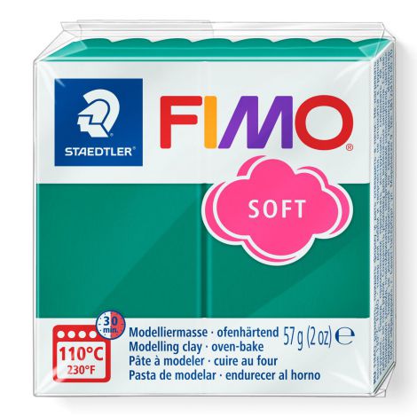 Kostka FIMO soft 57g, szmaragdowy, masa termoutwardzalna