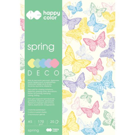 Blok Happy Color Deco Spring A5/20/170g 5 kolorów