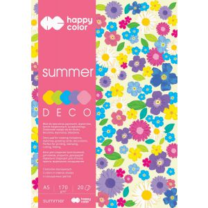 Blok Happy Color Deco Summer A5/20/170g 5 kolorów