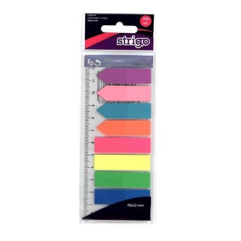 Zakładki indeksujące Strigo 45x12mm, 200szt neon