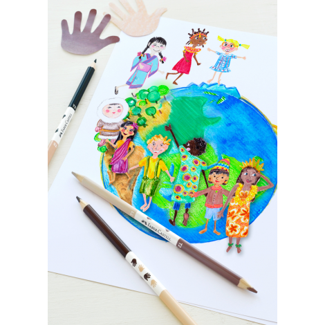 Kredki ołówkowe Faber-Castell Trójkątne Edycja Children Of The World, 12 kolorów + 3 kredki dwustronne - 2