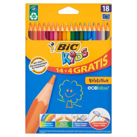 Kredki ołówkowe Bic Kids Evolution, 18 kolorów