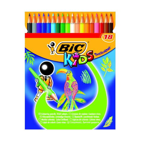 Kredki ołówkowe Bic Kids Tropicolors, 18 kolorów