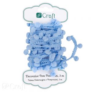 Taśma dekoracyjna dpCraft z pomponami Niebieska, 3m