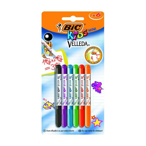 Markery suchościeralne Bic Velleda Mini 6 Kolorów