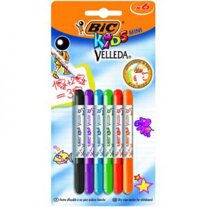 Markery suchościeralne Bic Velleda Mini 6 Kolorów