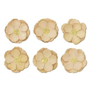 Kwiatki papierowe samoprzylepne Argo Clematis 6szt, Beżowe