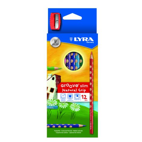 Kredki ołówkowe LYRA Groove Slim, 12 kolorów +temperówka
