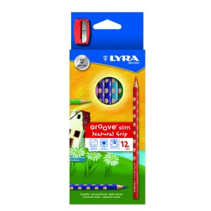 Kredki ołówkowe LYRA Groove Slim, 12 kolorów +temperówka