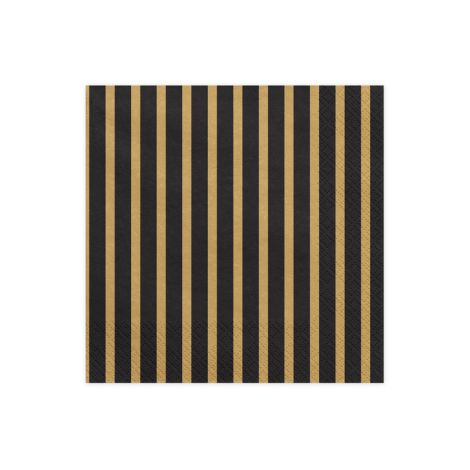Serwetki Paski, złote, 16,5 x 16,5 cm, 20 sztuk