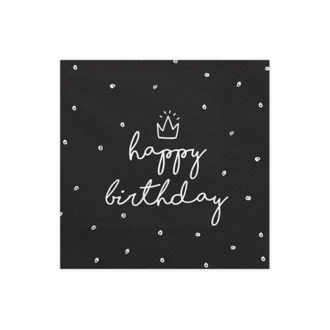 Serwetki Happy Birthday, 16,5 x 16,5 cm, 20 sztuk