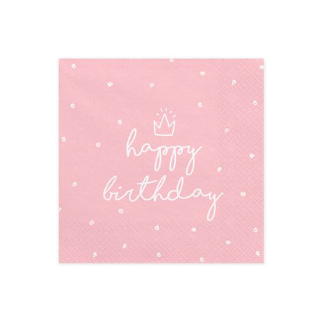 Serwetki Happy Birthday, 16,5 x 16,5 cm, 20 sztuk