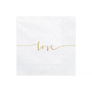Serwetki Love, złoty, 16,5 x 16,5 cm, 20 sztuk