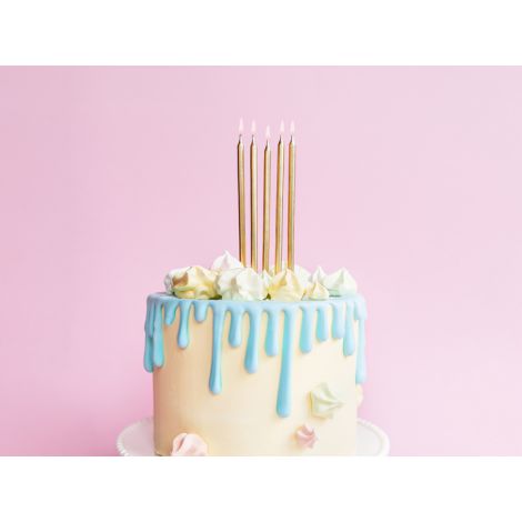 Świeczki urodzinowe gładkie, złote, 12,5 cm, 12 sztuk - 6