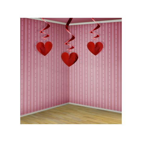 Świderki PartyDeco Serca Czerwone, 60cm, 3szt - 2