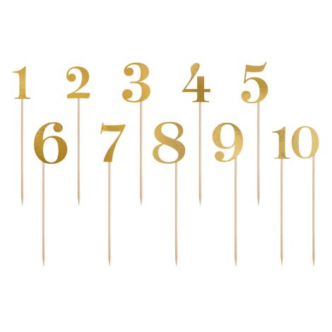 Numery na stół, złoty, 25,5-26,5cm, 11 sztuk