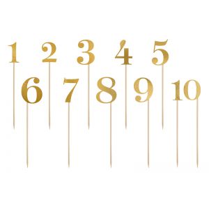 Numery na stół, złoty, 25,5-26,5cm, 11 sztuk