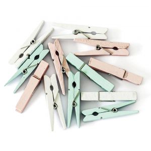 Klamerki Drewniane 47mm 12szt Mix Pastele