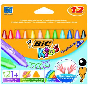 Kredki świecowe Bic Kids Plastidecor Triangle, 12 kolorów