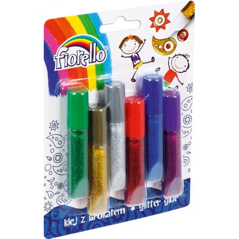 Klej brokatowy Fiorello 6 kolorów x 6ml