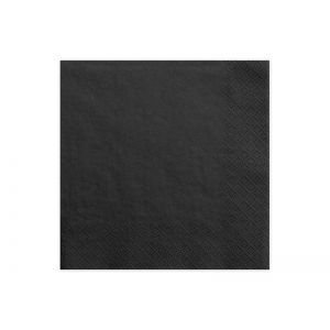 Serwetki trójwarstwowe, czarne, 16,5 x 16,5 cm, 20 sztuk