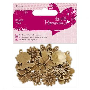 Zawieszka Charms metalowy Papermania Kwiat i Motyle, Stokrotka, 1szt