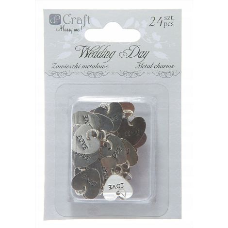 Zawieszka Charms metalowy dpCraft Serce Love srebrne, 1szt