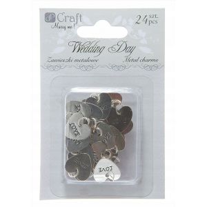 Zawieszka Charms metalowy dpCraft Serce Love srebrne, 1szt