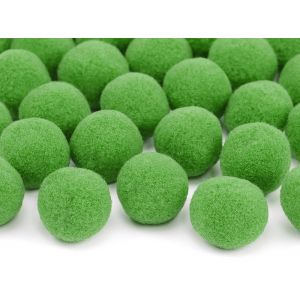 Pompony pluszowe PartyDeco 2cm Zielone jasne, 20szt