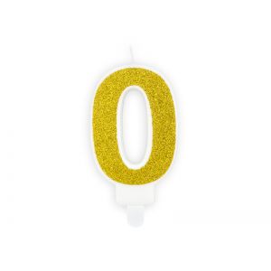 Świeczka urodzinowa Cyferka 0, złota, 7 cm