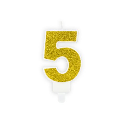 Świeczka urodzinowa Cyferka 5, złota, 7 cm