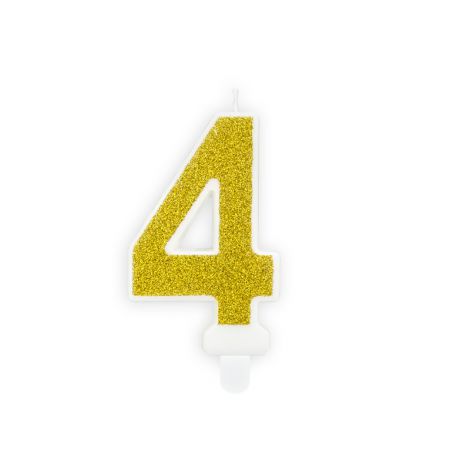 Świeczka urodzinowa Cyferka 4, złota, 7 cm