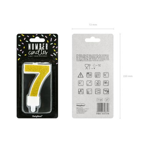 Świeczka urodzinowa Cyferka 7, złota, 7 cm - 2