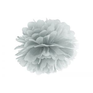 Pompon bibułowy, srebrny, 35 cm
