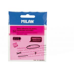 Karteczki samoprzylepne Milan Fluo różowe przezroczyste 76x76mm, 50szt