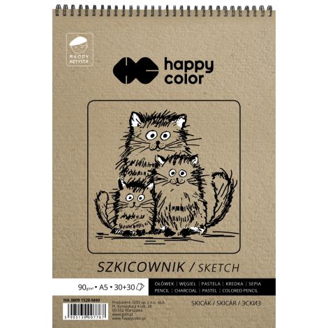 Szkicownik na spirali Happy Color Młody Artysta A5/60/80-90g