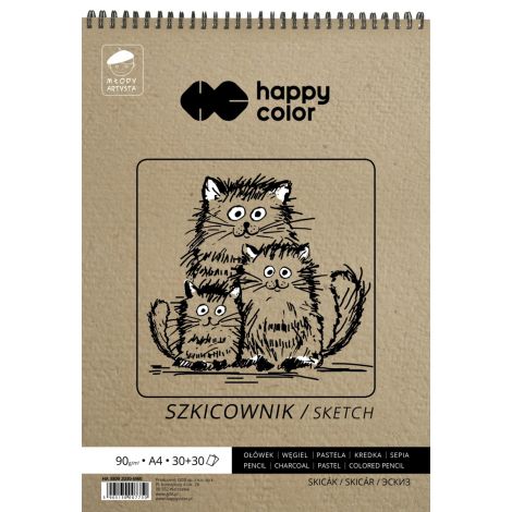 Szkicownik na spirali Happy Color Młody Artysta A4/60/80-90g