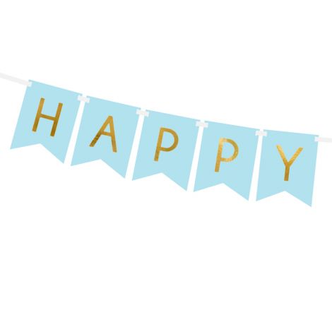 Baner Happy Birthday, 15 x 175 cm, jasny niebieski - 2